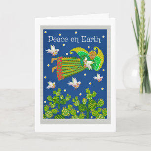 Tarjeta de saludo Peace on Earth Angel y Doves Dov