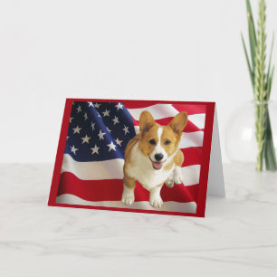 Tarjeta de saludo Pembroke Welsh Corgi American Fl