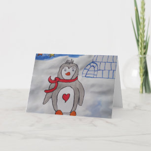 Tarjeta de saludo Penguin de Nieve de Invierno