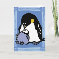Tarjeta de saludo Penguin Puzzle del emperador de 