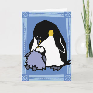 Tarjeta de saludo Penguin Puzzle del emperador de 