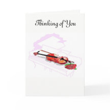 Tarjeta de saludo :Pensando en ti violín y piano