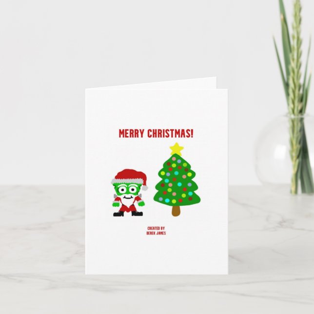 Tarjeta de saludo pequeña FrankenCheese para navid (Anverso)