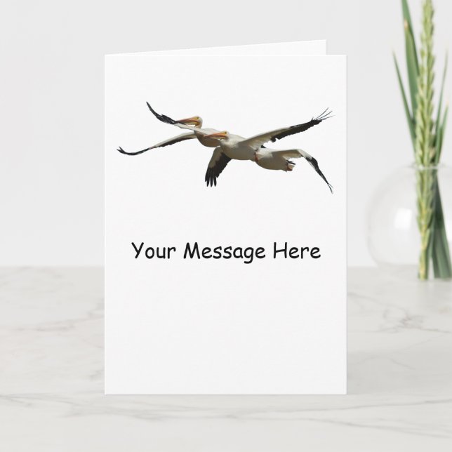 Tarjeta de saludo personalizable Flying Pelicans 2 (Anverso)
