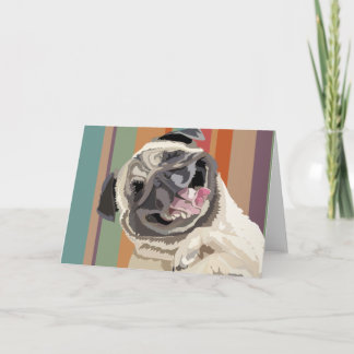 Tarjeta de saludo personalizable Laughing Pug
