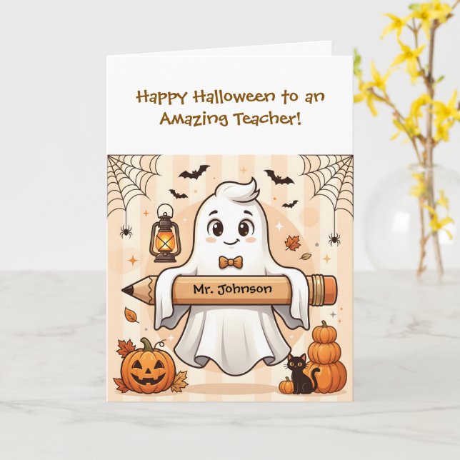 Tarjeta de Saludo Personalizada de Fantasma de Hal (flor amarilla)