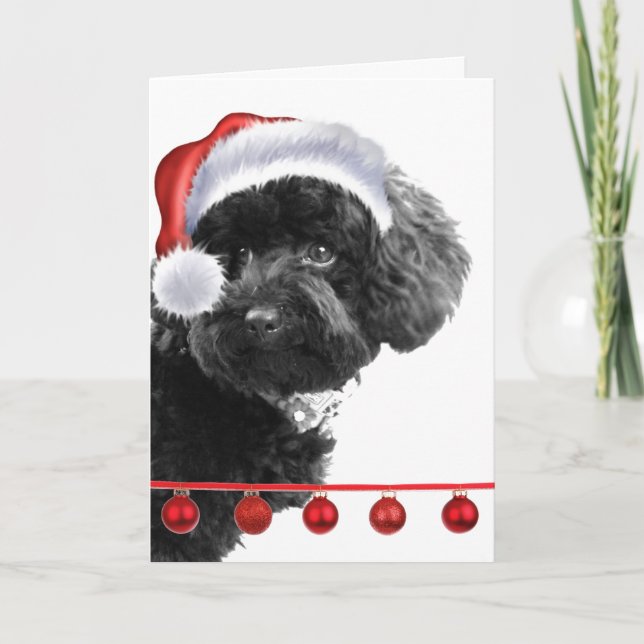 Tarjeta de saludo Personalizado Cute Santa Dog l H (Anverso)