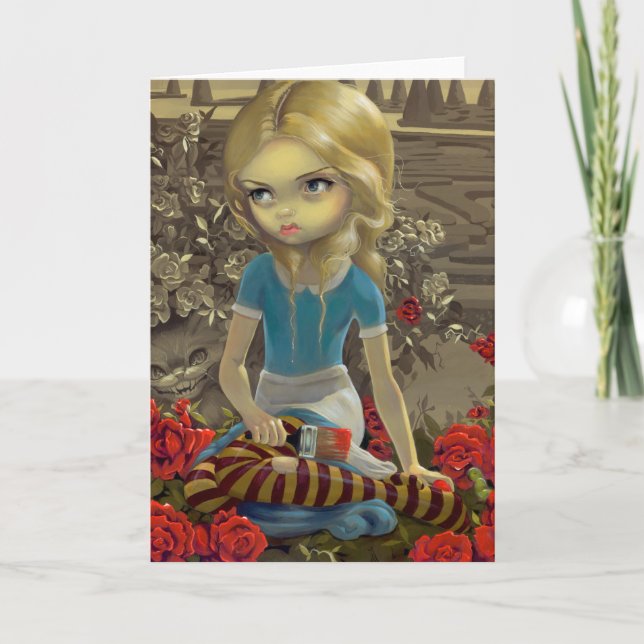 Tarjeta de saludo "Pintando el rojo de los Rosas" (Anverso)