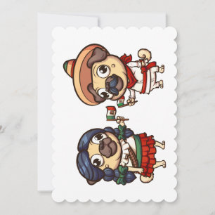 Tarjeta de saludo plana Cinco De Mayo Pugs