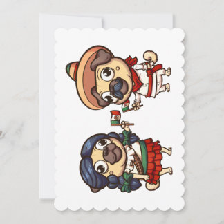 Tarjeta de saludo plana Cinco De Mayo Pugs