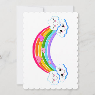 Tarjeta de saludo plana con nubes de arcoiris