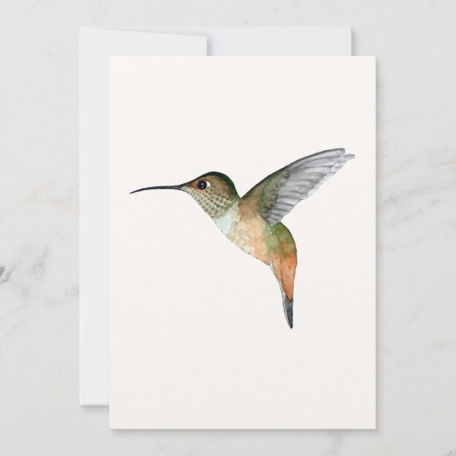 Tarjeta de saludo plana de Allen's Hummingbird (Anverso)