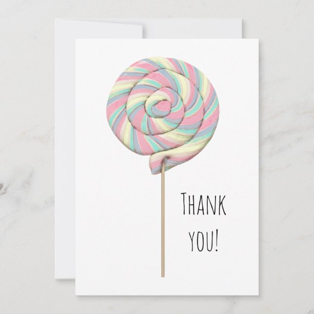 Tarjeta de saludo plana Lollipop Swirl Pink (Anverso)
