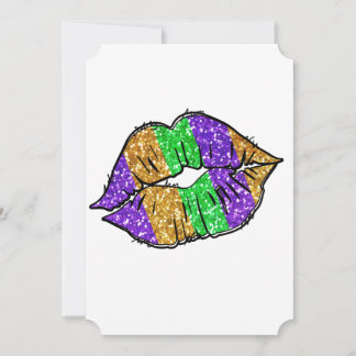 Tarjeta de saludo plana Mardi Gras Kiss