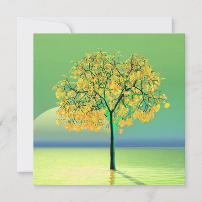 Tarjeta de saludo plana Otoño Tree Sunset (Anverso)