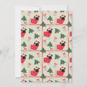 Tarjeta de saludo plana para Navidades de Puggy
