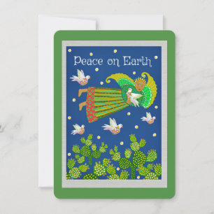 Tarjeta de saludo plana Peace on Earth Angel y Dov