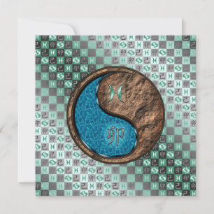 Tarjeta de saludo plana Pisces & Earth Rabbit