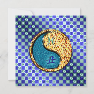 Tarjeta de saludo plana Pisces & Fire Ox