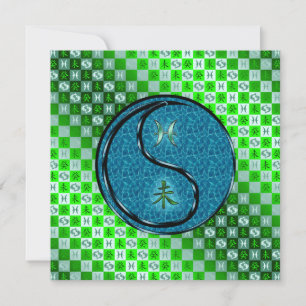 Tarjeta de saludo plana Pisces & Water Goat