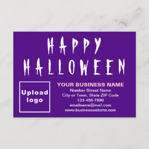 Tarjeta de saludo plana púrpura para Halloween de 