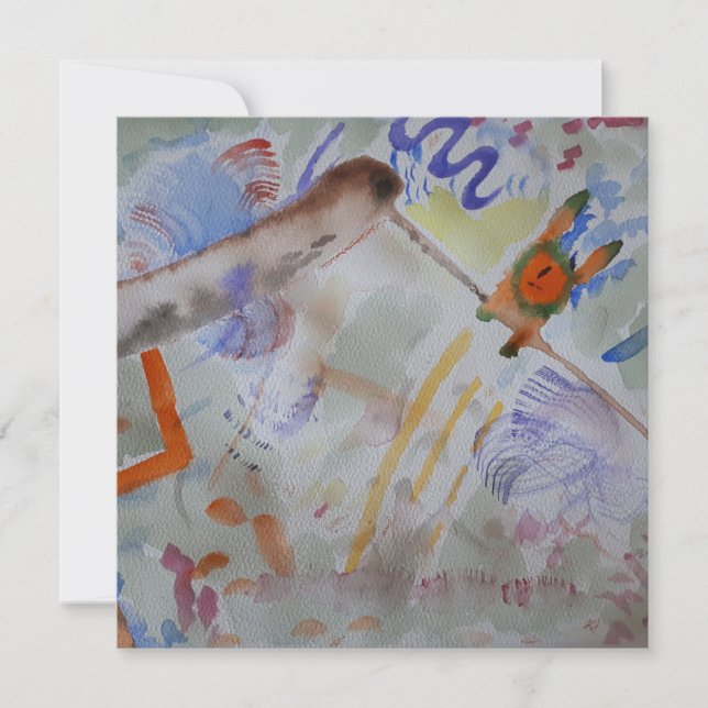 Tarjeta de saludo plana Watercolor Hummingbird (Anverso)