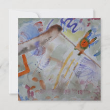 Tarjeta de saludo plana Watercolor Hummingbird