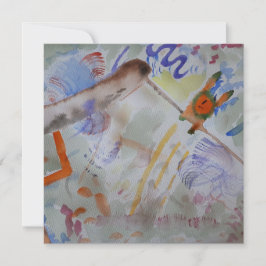 Tarjeta de saludo plana Watercolor Hummingbird