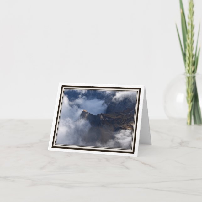 Tarjeta de saludo plegable - Alpes y nubes suizos (Anverso)