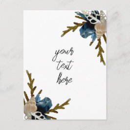 Tarjeta de saludo plegada marina con ramo floral c