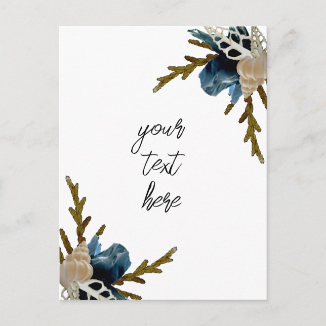 Tarjeta de saludo plegada marina con ramo floral c (Anverso)