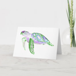 Tarjeta de saludo plegada Tortuga verde 5x7