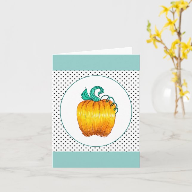 Tarjeta de saludo Polka Dot Pumpkin (flor amarilla)