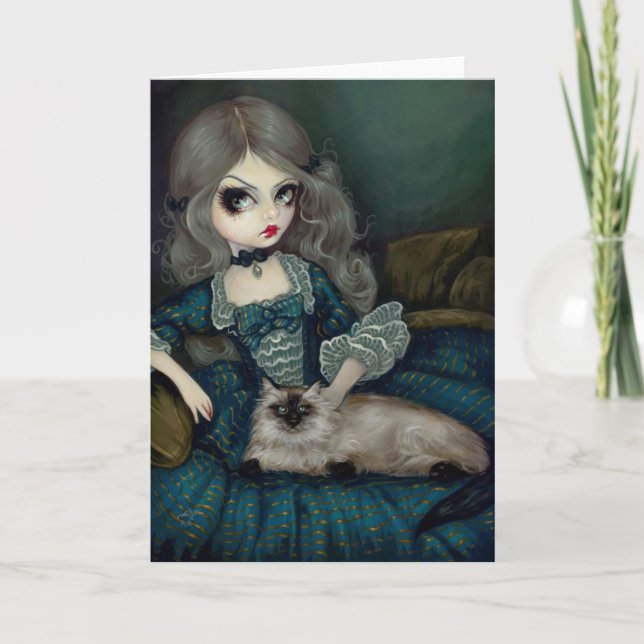 Tarjeta de saludo "Princesa con gato himalayo" (Anverso)
