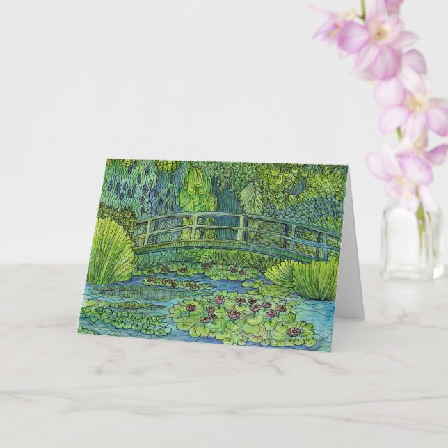 Tarjeta de saludo - Puente de Monet enredado (Orquídea)
