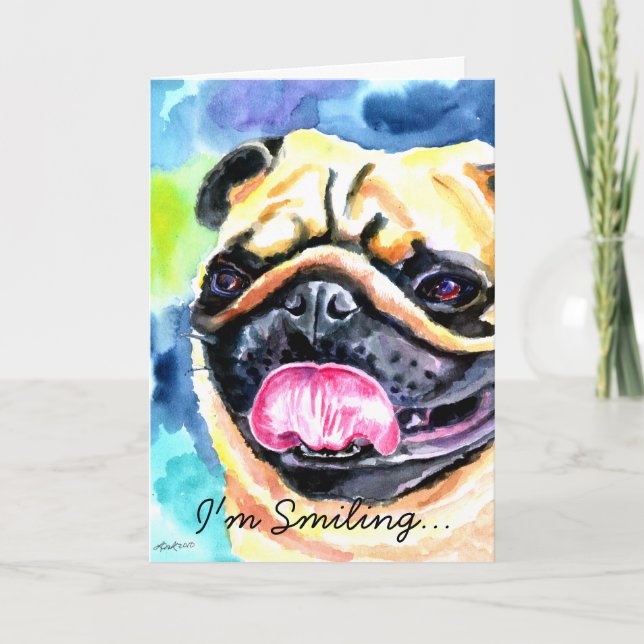Tarjeta de saludo Pug (Anverso)
