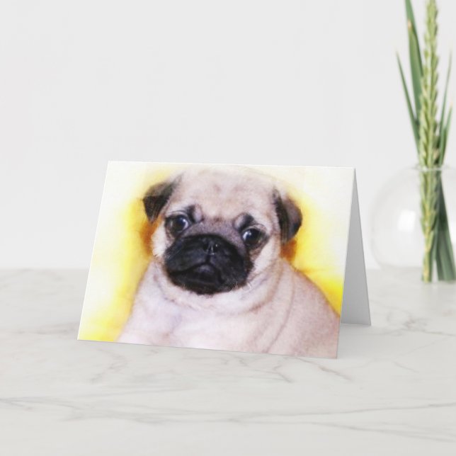 Tarjeta de saludo Pug Puppy (Anverso)