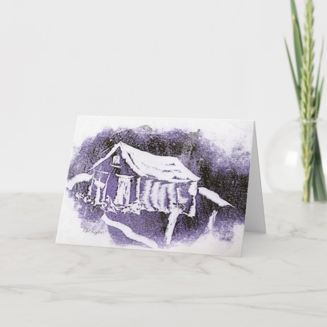 Tarjeta de saludo "Purple Cabin" Country Roads (Anverso)