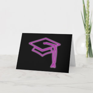 Tarjeta de saludo Purple de Neon Grad Cap - con sa