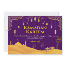 Tarjeta de saludo Purple & Gold Ramadan Mubarak