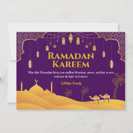 Tarjeta de saludo Purple & Gold Ramadan Mubarak