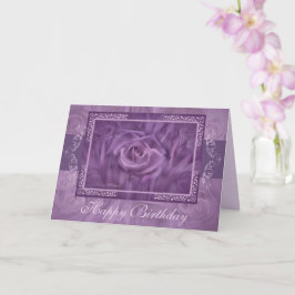 Tarjeta De Saludo Purple Rosa Y Lace