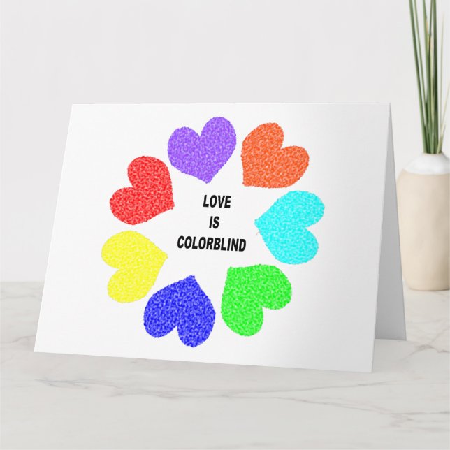 Tarjeta de saludo Rainbow Hearts de amor interraci (Anverso)