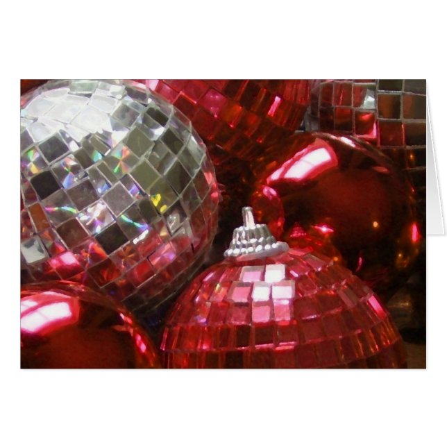 Tarjeta de saludo Red Baubles (Anverso (Horizontal))