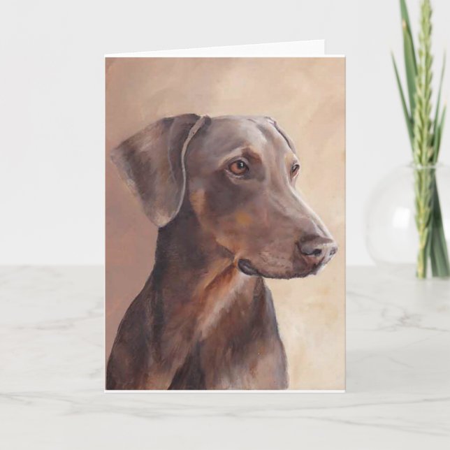 Tarjeta de saludo Red Fawn Doberman Dog Art (Anverso)