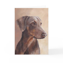 Tarjeta de saludo Red Fawn Doberman Dog Art