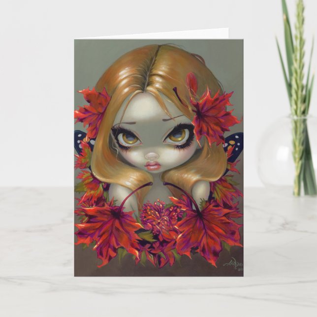 Tarjeta de saludo "Red Maple Fairy" (Anverso)