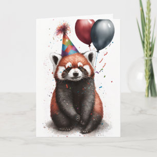 Tarjeta de saludo Red Panda Fiesta