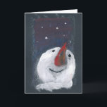 Tarjeta de saludo Reflexivo Snowman<br><div class="desc">Una pintura de la autora Michelle Tocher,  escritora de libros míticos y del curso de escritura de cuentos de hadas en línea WonderLit.com. Un regalo perfecto para las personas que piensan con cariño en la temporada invernal.</div>