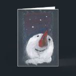 Tarjeta de saludo Reflexivo Snowman<br><div class="desc">Una pintura de la autora Michelle Tocher,  escritora de libros míticos y del curso de escritura de cuentos de hadas en línea WonderLit.com. Un regalo perfecto para las personas que piensan con cariño en la temporada invernal.</div>